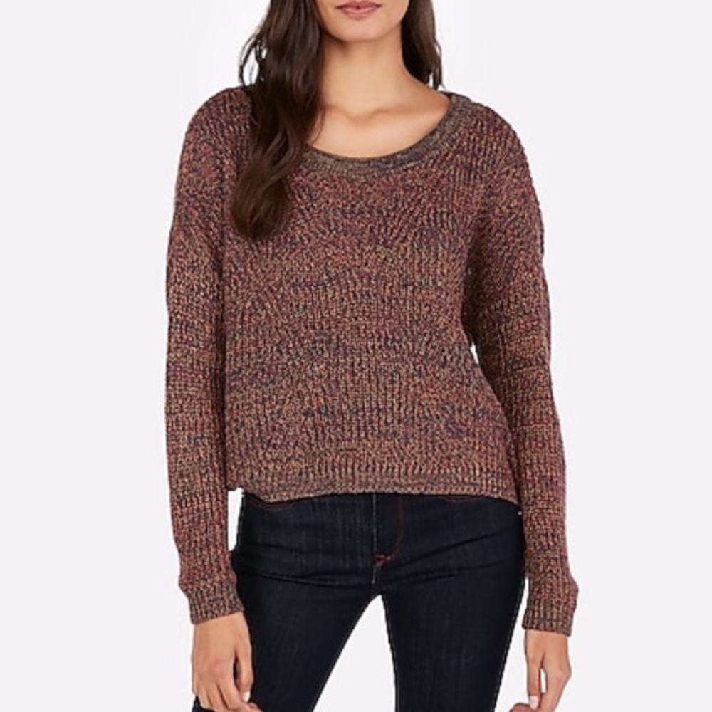 Express Cable Knit Split Back Sweater
